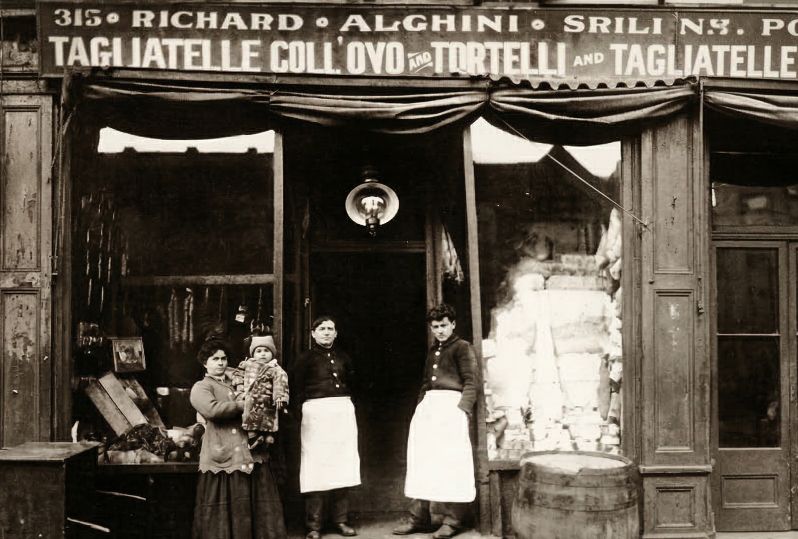 Richard Alghini's tagliatelle and tortelli shop at 315 — an Italian-American family business in early 20th century New York